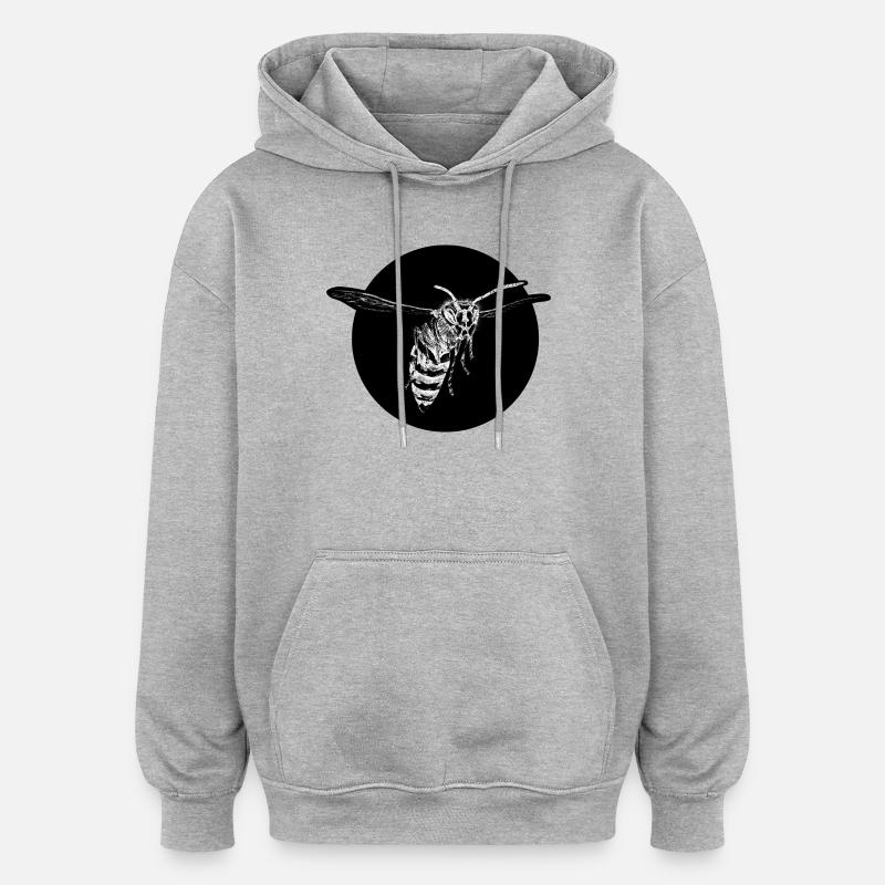 Guêpe - Abeille - Insecte - Sweat à capuche oversize unisexe - gris chiné