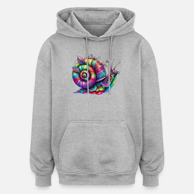 Escargot - Sweat à capuche oversize unisexe - gris chiné