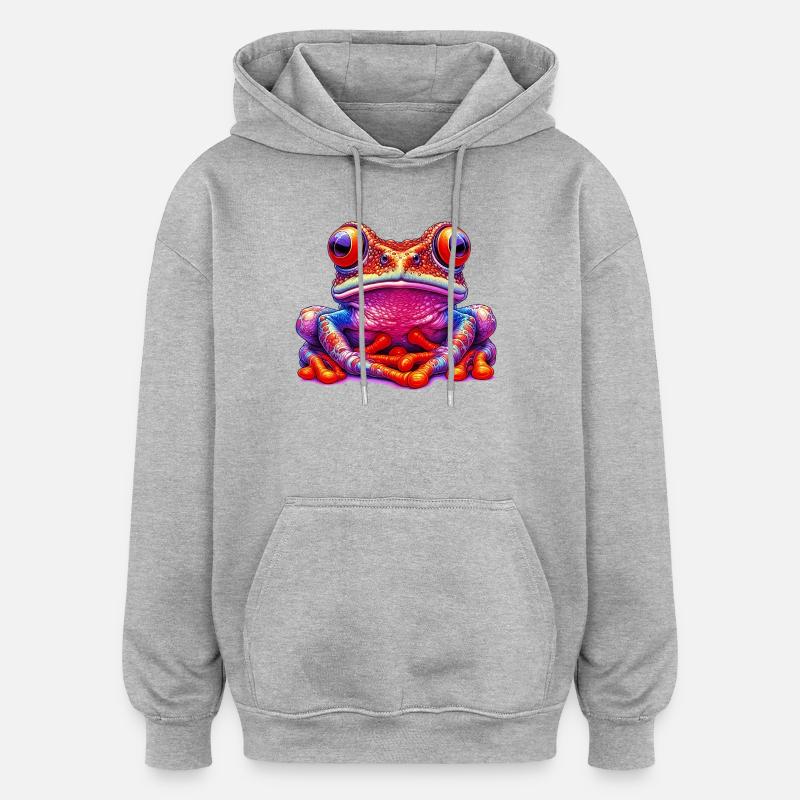 Frosch - Oversized Unisex Hoodie - Grau meliert