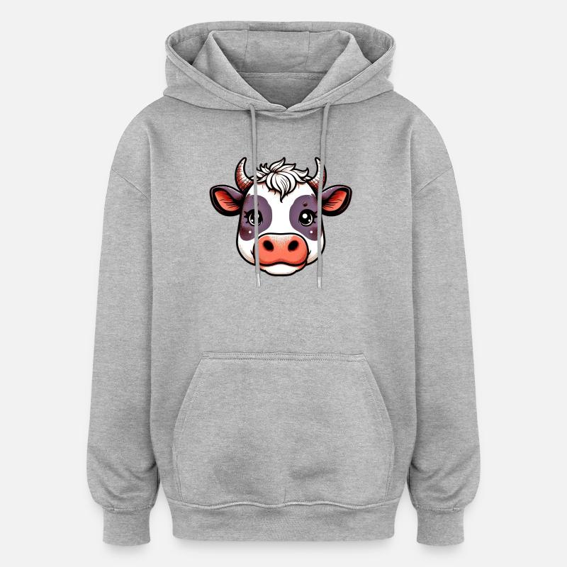 Vache - Sweat à capuche oversize unisexe - gris chiné