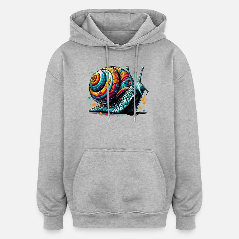 Escargot - Sweat à capuche oversize unisexe - gris chiné