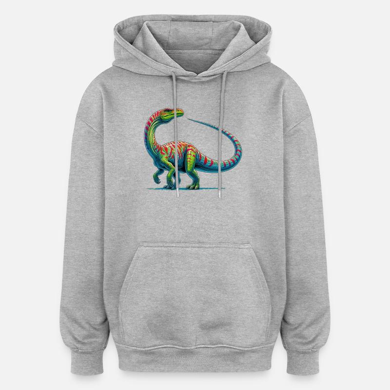 Dinosaure - Sweat à capuche oversize unisexe - gris chiné