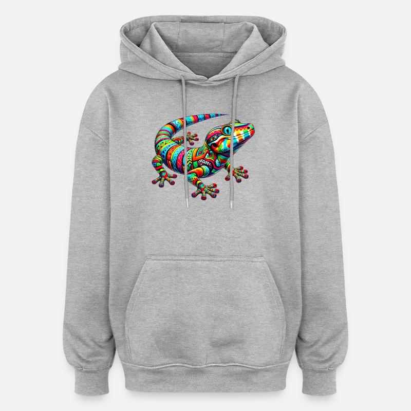 Gecko - Sweat à capuche oversize unisexe - gris chiné