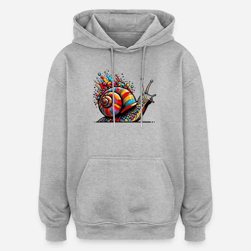 Escargot - Sweat à capuche oversize unisexe - gris chiné