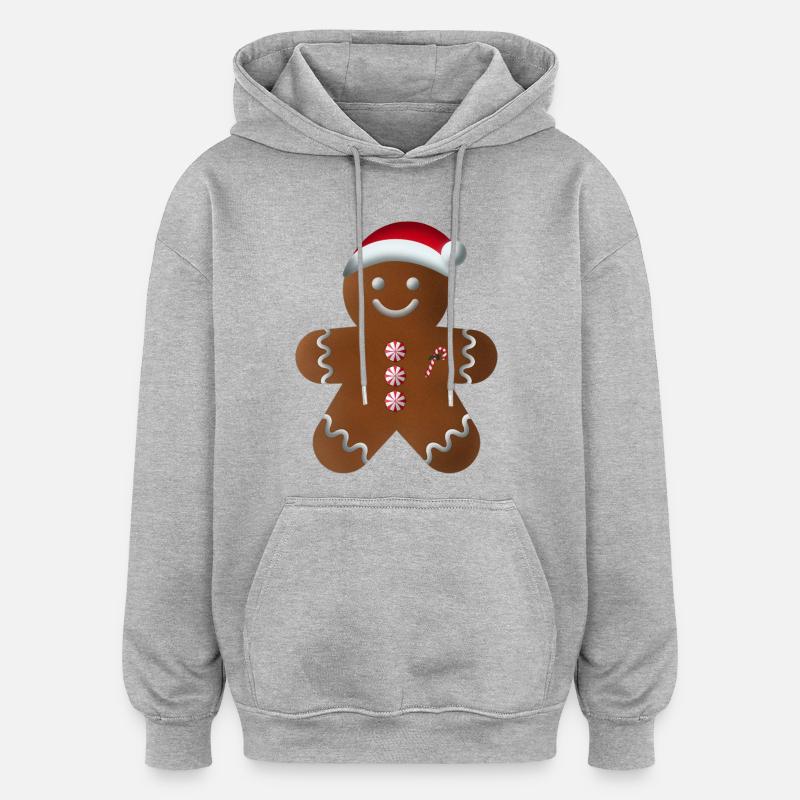 Lebkuchenmann_01 - Sweat à capuche oversize unisexe - gris chiné
