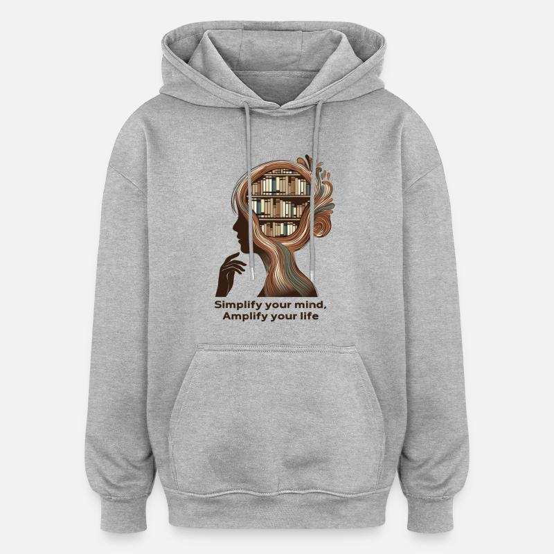 Simplify your mind Achtsamkeit Design - Oversized Unisex Hoodie - Grau meliert