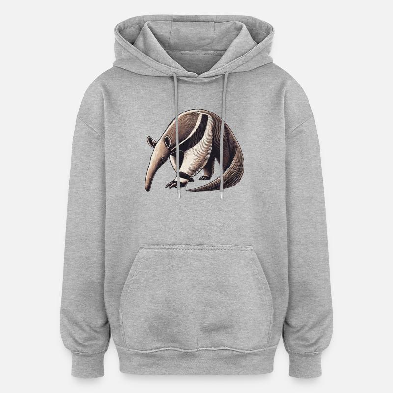 Fourmilier - Sweat à capuche oversize unisexe - gris chiné