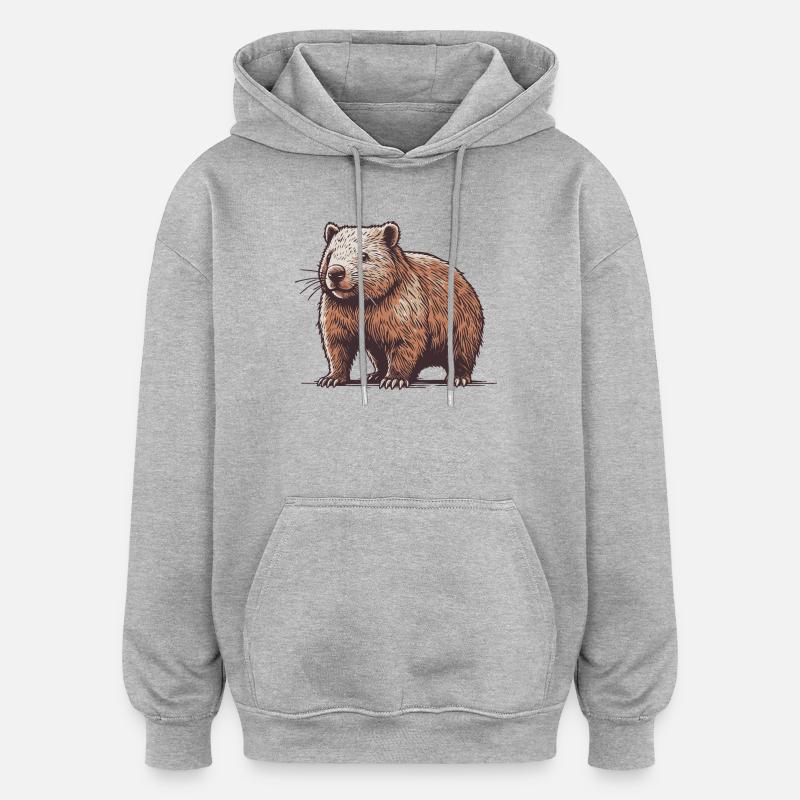 Wombat - Sweat à capuche oversize unisexe - gris chiné