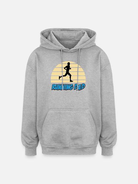 Running dad - Sweat à capuche oversize unisexe - gris chiné
