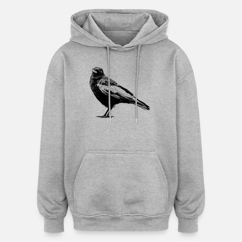 Corbeau - Sweat à capuche oversize unisexe - gris chiné