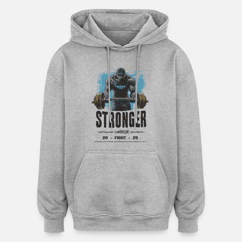 Plus fort - Sweat à capuche oversize unisexe - gris chiné