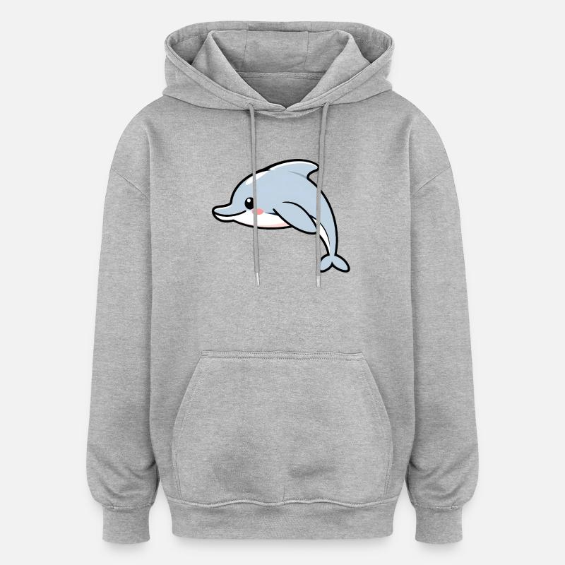Dauphin - Sweat à capuche oversize unisexe - gris chiné