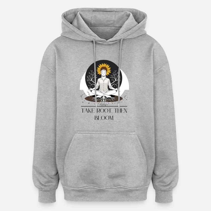 Racines de la croissance - Conception méditative - Sweat à capuche oversize unisexe - gris chiné