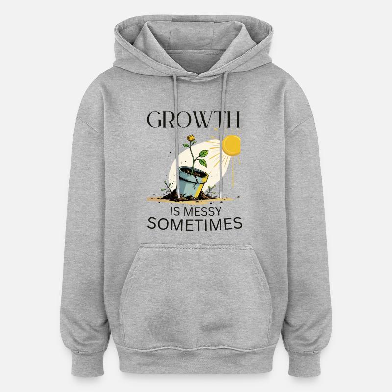 Wachstumsgeschichte mit Blume und Sonne - Oversized Unisex Hoodie - Grau meliert