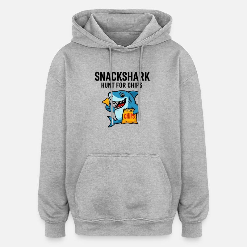 Requin mignon avec des puces - Sweat à capuche oversize unisexe - gris chiné