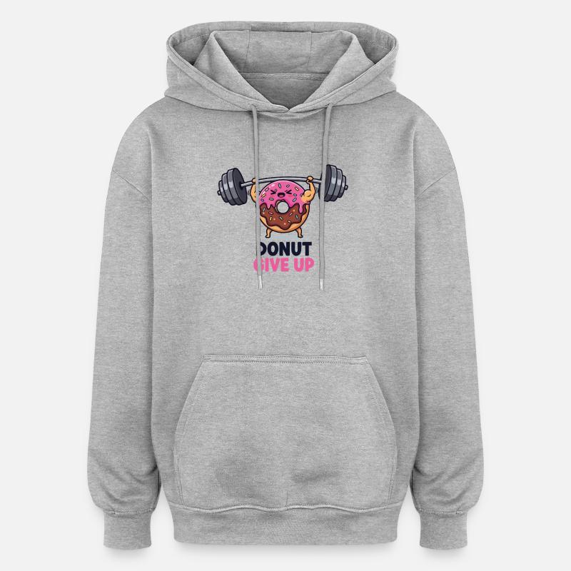 Beignet lourd - Sweat à capuche oversize unisexe - gris chiné