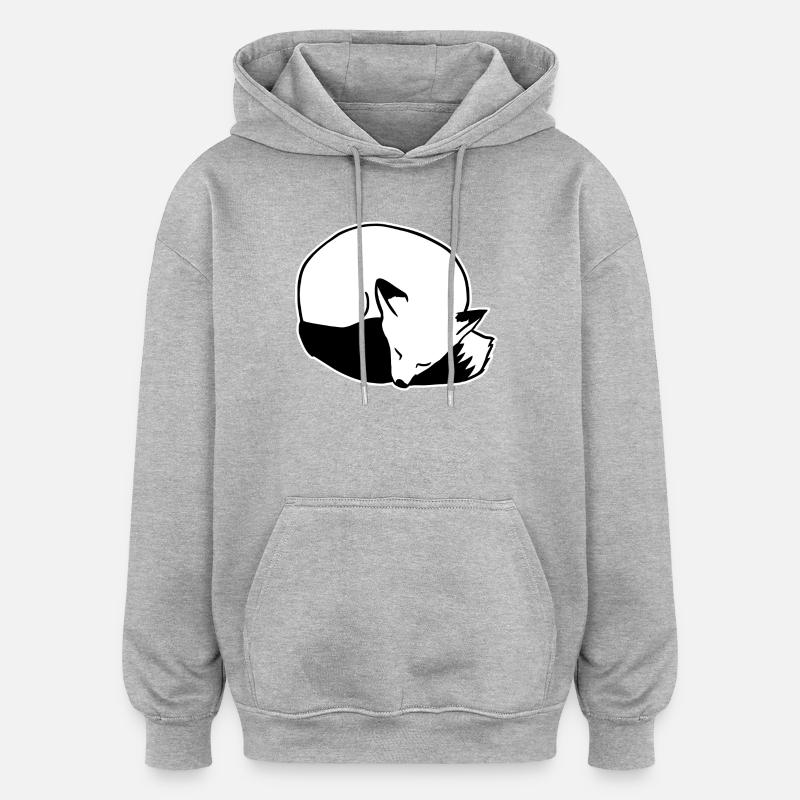 Fuchs schlafend: Niedlich, Kawaii & Comic Stil - Oversized Unisex Hoodie - Grau meliert