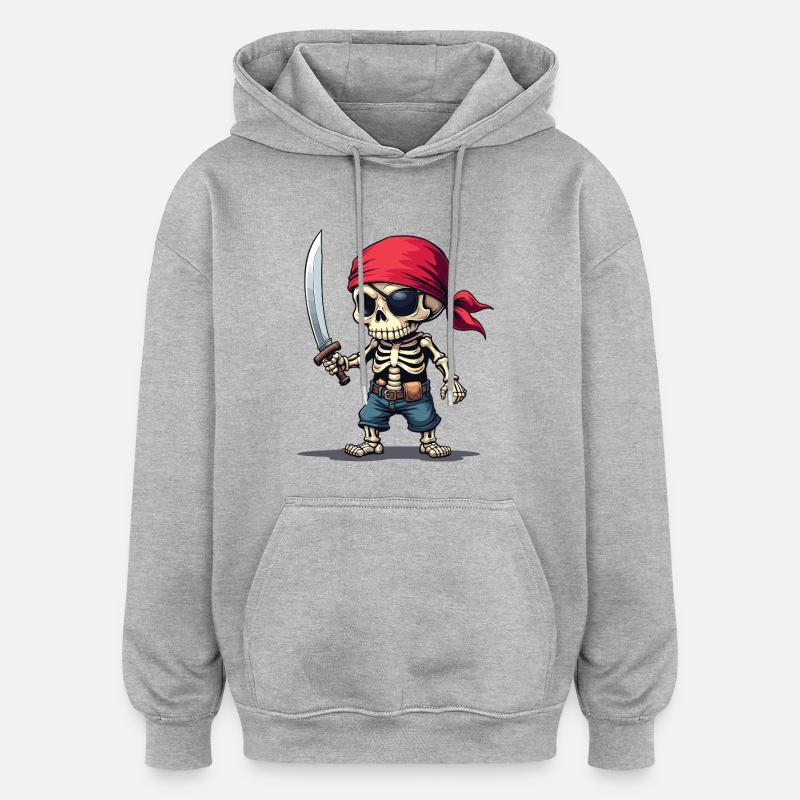 Squelette de pirate avec épée - Sweat à capuche oversize unisexe - gris chiné