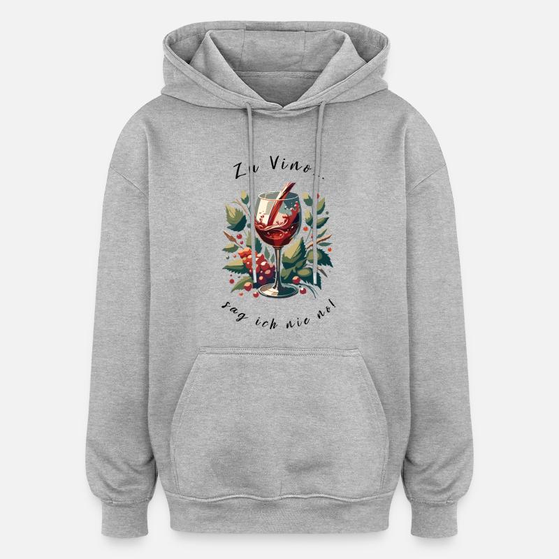 Weinglas mit Trauben Kunstmotiv - Oversized Unisex Hoodie - Grau meliert