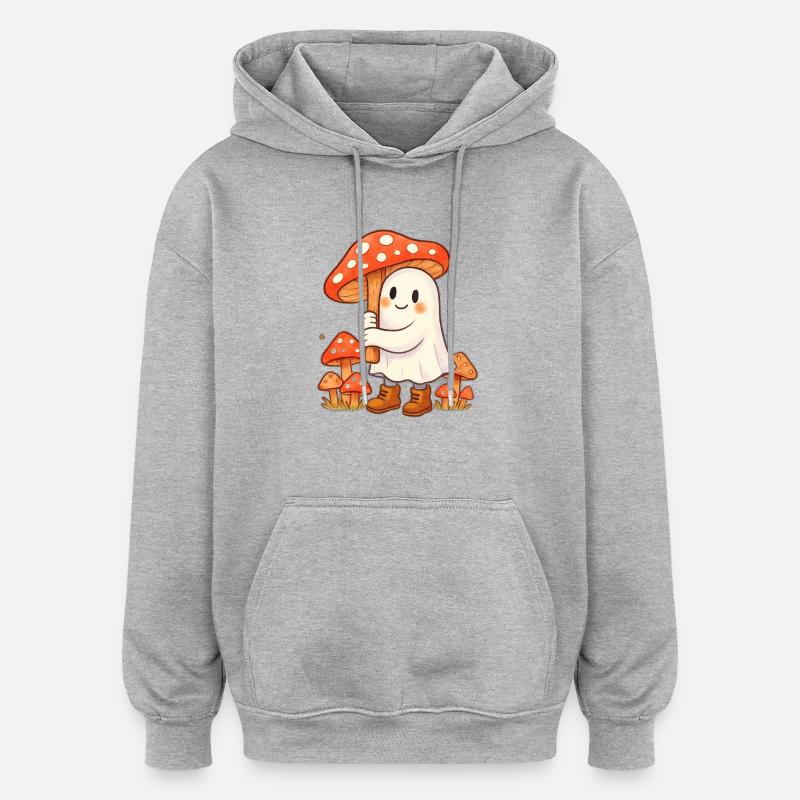 Geist mit Regenschirm - ein Pilz - Oversized Unisex Hoodie - Grau meliert