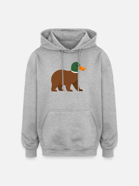 Die Bärente - sie hat einen Schnabel! - Oversized Unisex Hoodie - Grau meliert