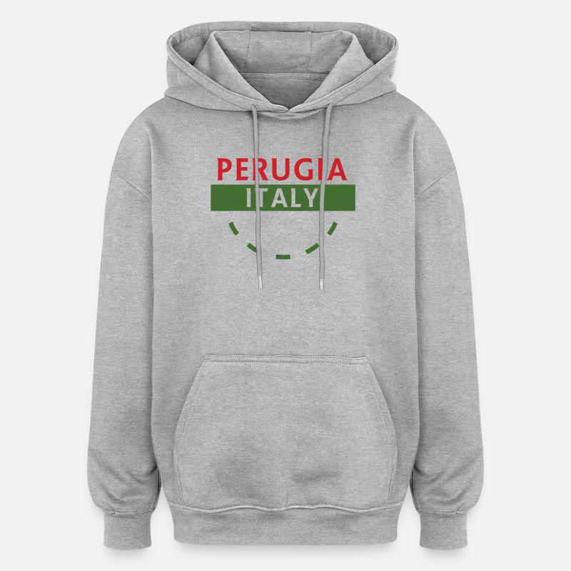 Badge de voyage Perugia Italia - Sweat à capuche oversize unisexe - gris chiné