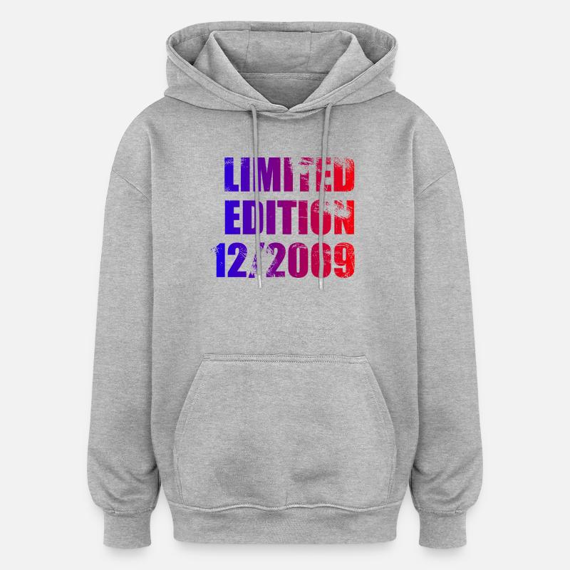 16e anniversaire Edition limitée 12/2009 - Sweat à capuche oversize unisexe - gris chiné