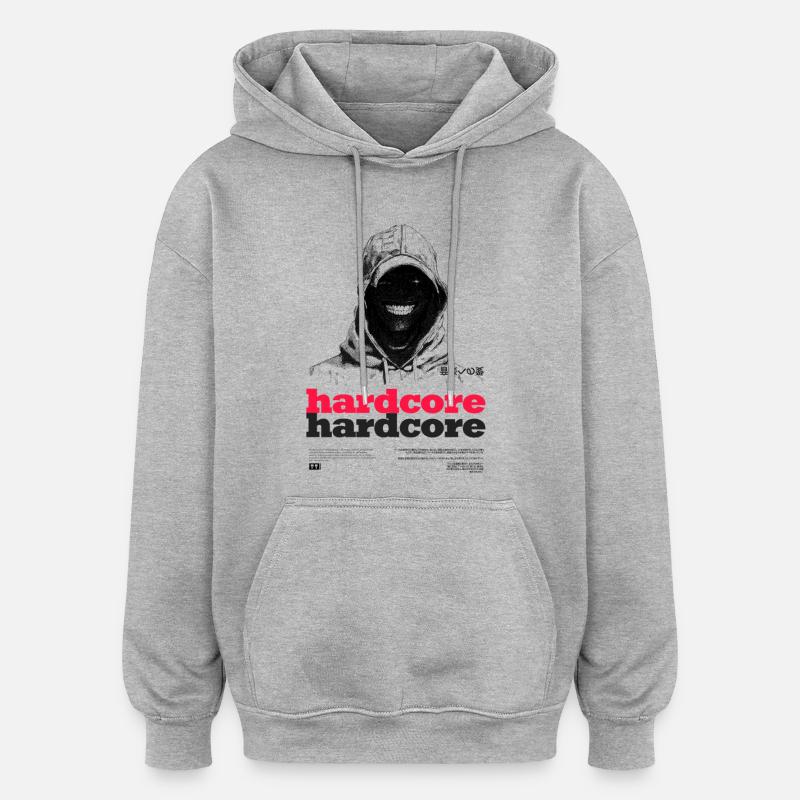 Hardcore Text - Oversized Unisex Hoodie - heather grey