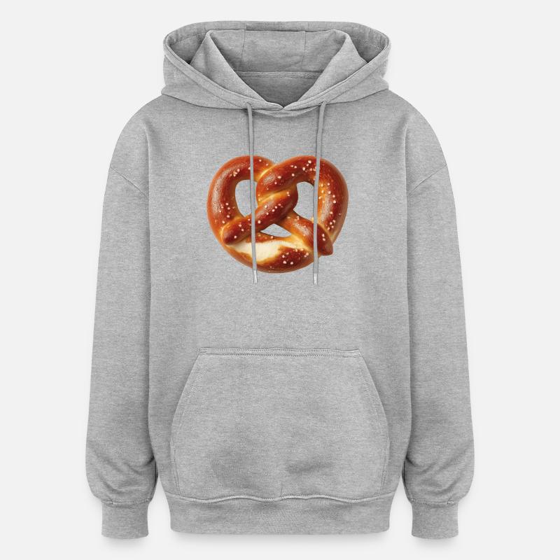 Bretzel - Sweat à capuche oversize unisexe - gris chiné