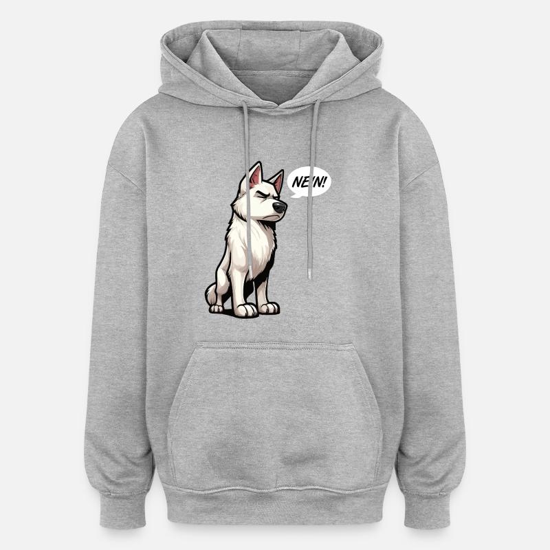 Nein Weißer Schäferhund Schäferhund Schäferhunde - Oversized Unisex Hoodie - Grau meliert