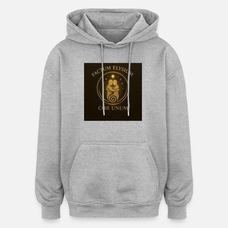 Pactum Elysium - Sweat à capuche oversize unisexe - gris chiné