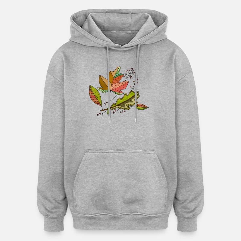 feuilles - Sweat à capuche oversize unisexe - gris chiné