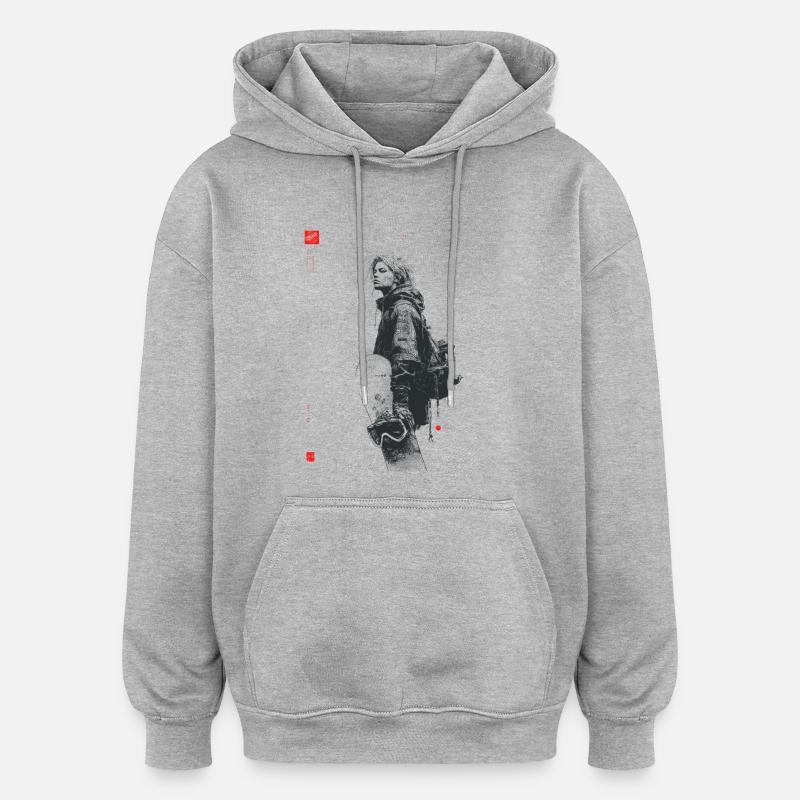 Dunkle Silhouette mit Dread - Oversized Unisex Hoodie - Grau meliert