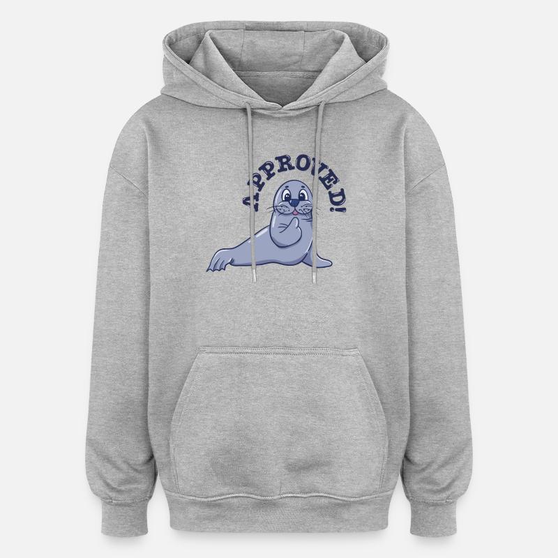 Approbation du dessin animé Pouce levé - Sweat à capuche oversize unisexe - gris chiné