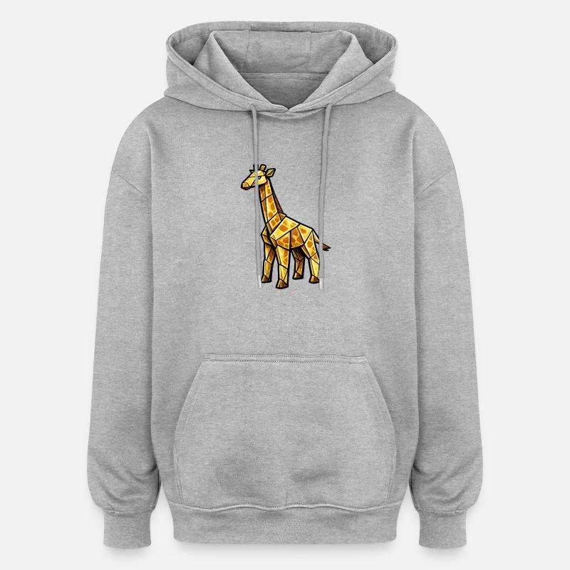 Girafe de géométrie dorée - Sweat à capuche oversize unisexe - gris chiné