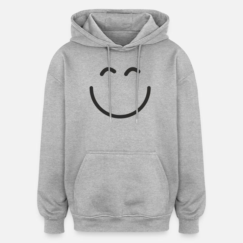 Souriant. Minimal. Certain. - Sweat à capuche oversize unisexe - gris chiné