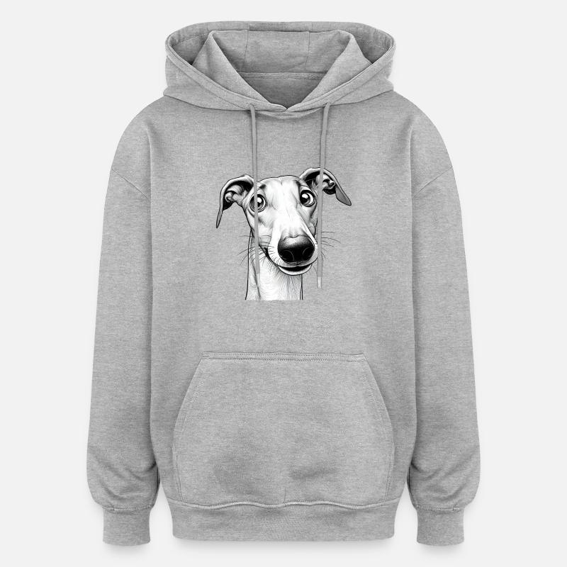 C’est quoi ? Lévrier espiègle - Sweat à capuche oversize unisexe - gris chiné