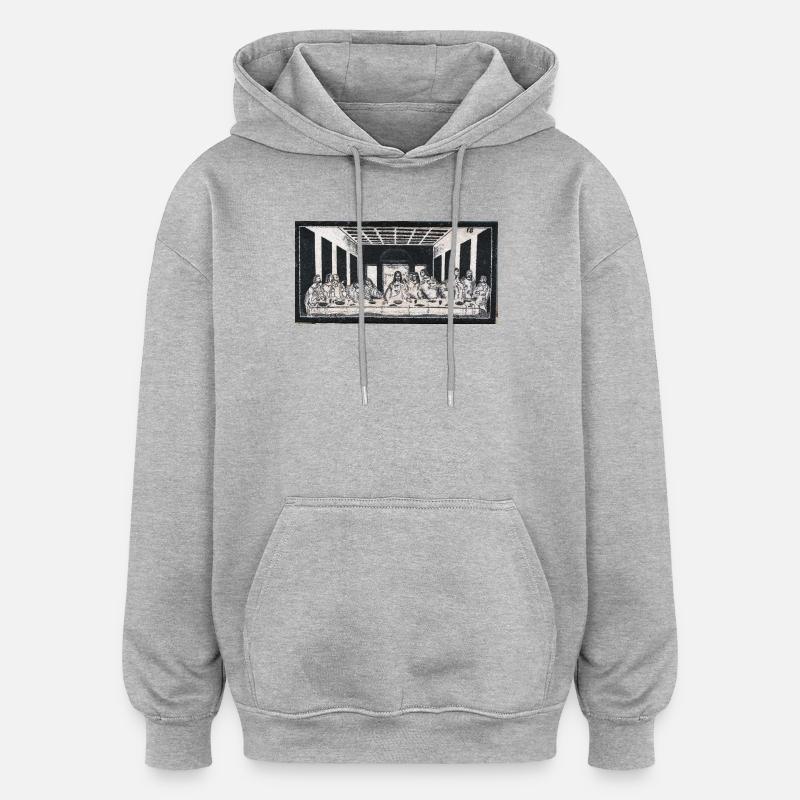 La Cène  - Sweat à capuche oversize unisexe - gris chiné