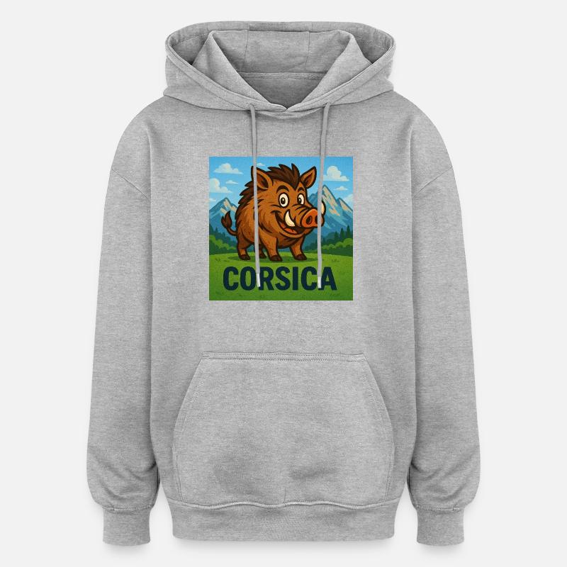 Cignale Corsu - Sweat à capuche oversize unisexe - gris chiné