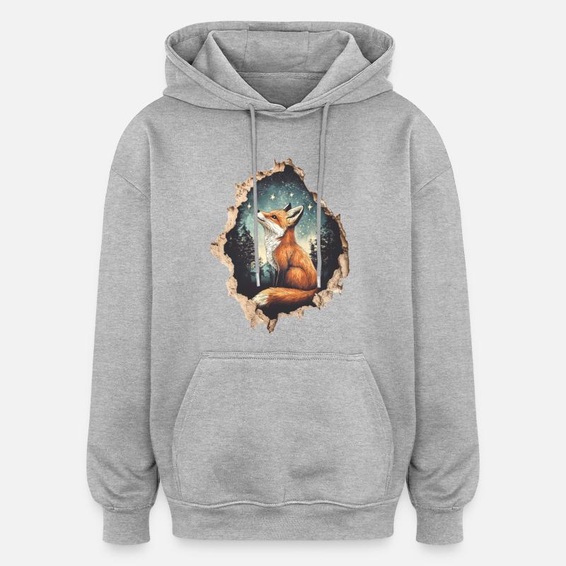 Fuchs Sterne - Oversized Unisex Hoodie - Grau meliert