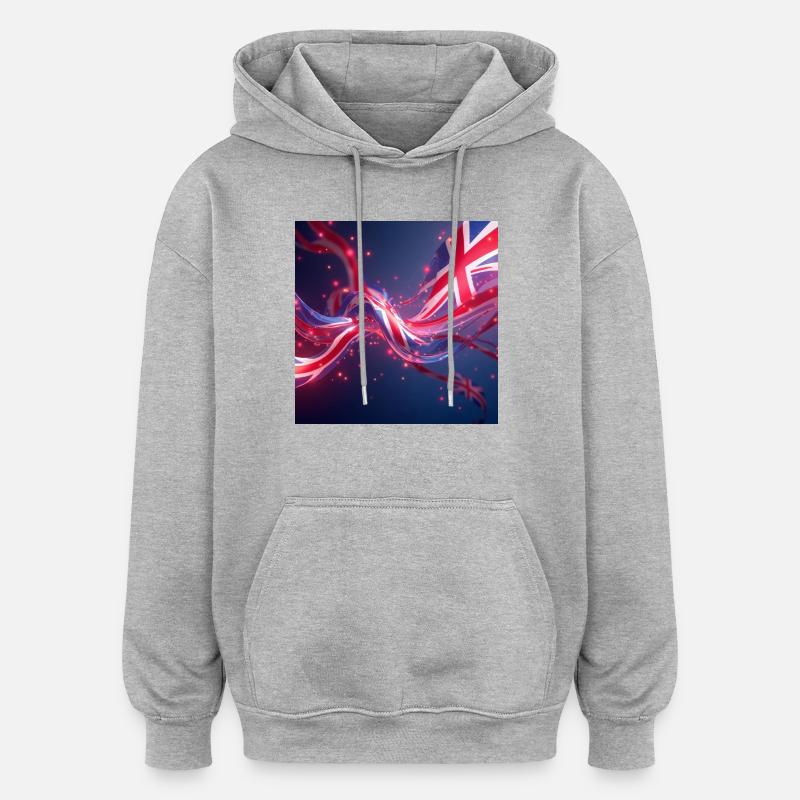 drapeaux_GB2 - Sweat à capuche oversize unisexe - gris chiné