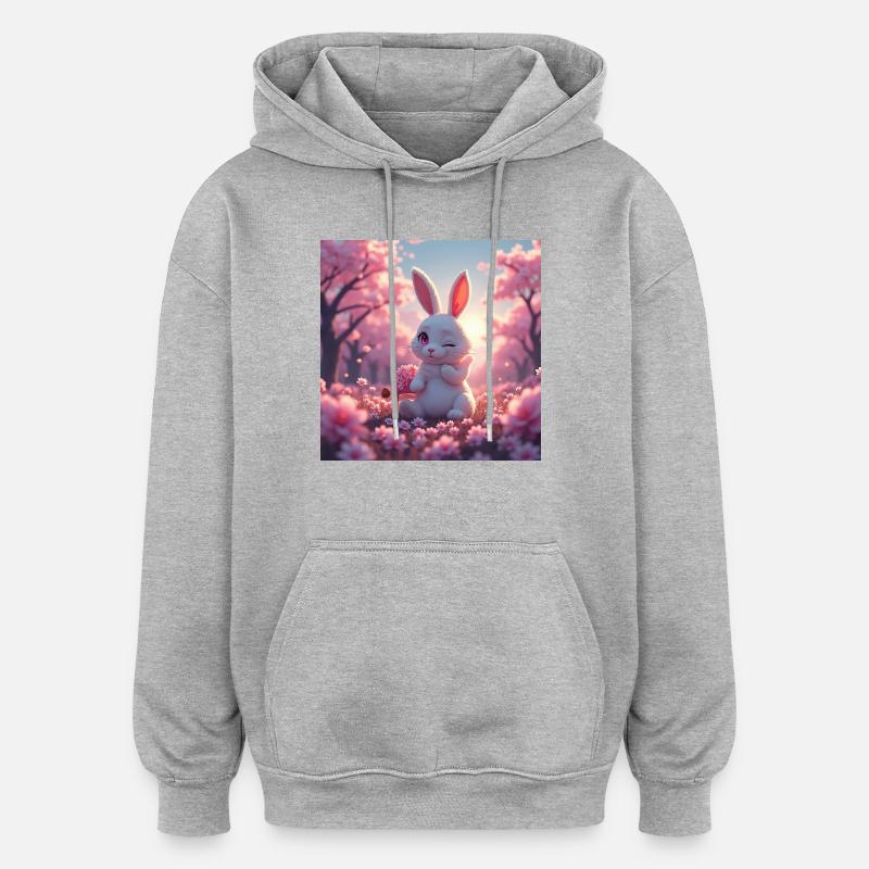lapin de pâques - Sweat à capuche oversize unisexe - gris chiné