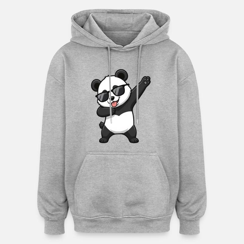 Dabbing Panda - Sweat à capuche oversize unisexe - gris chiné