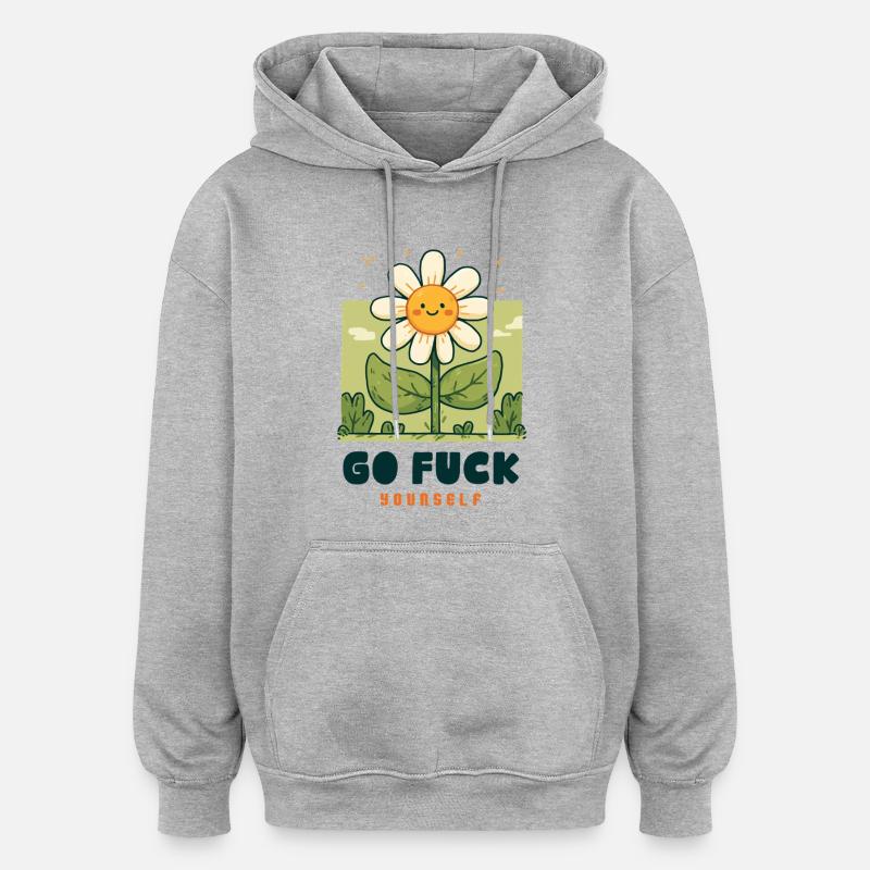 Fleur Espiègle - Sweat à capuche oversize unisexe - gris chiné