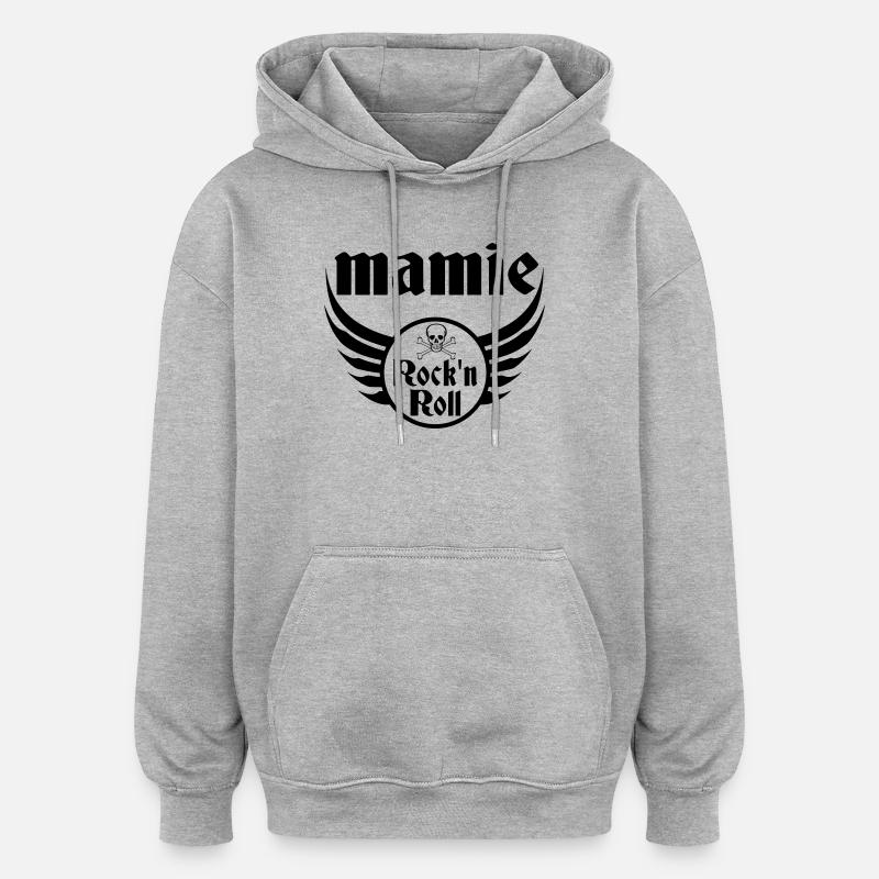 Grand-Mère Rebelle Rock and Roll - Sweat à capuche oversize unisexe - gris chiné