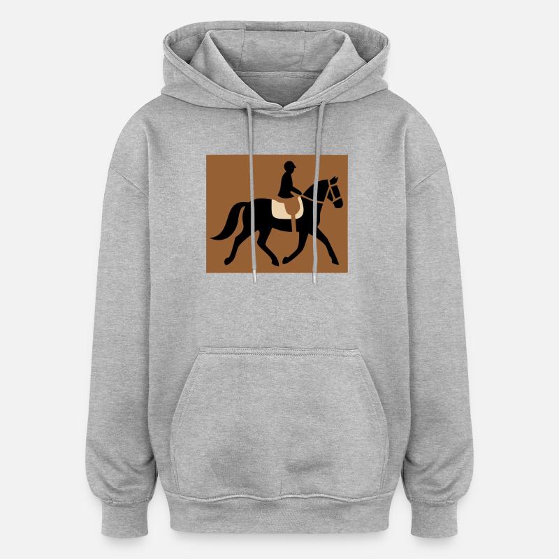 Cavalier équestre passe-temps - Sweat à capuche oversize unisexe - gris chiné