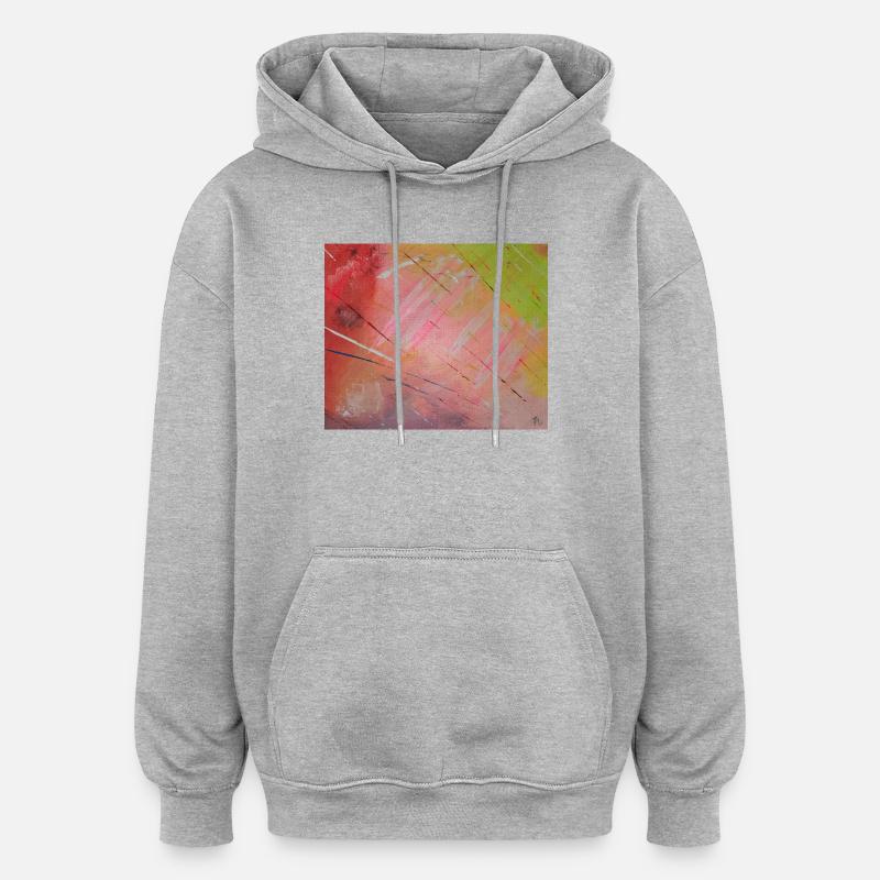 Neon Diagonal Stripe Abstract - Oversized Unisex Hoodie - heather grey