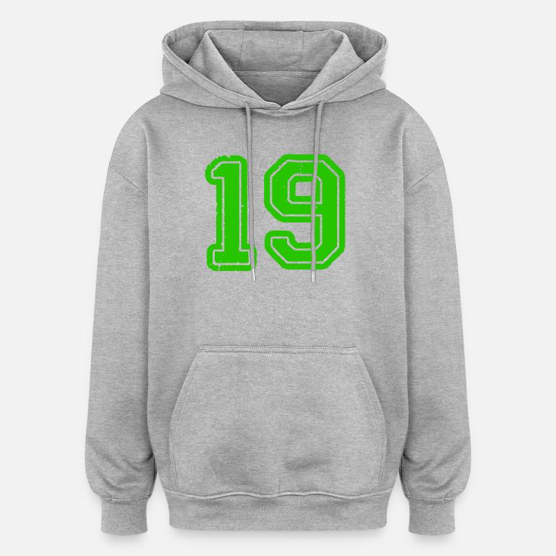 19- - Sweat à capuche oversize unisexe - gris chiné