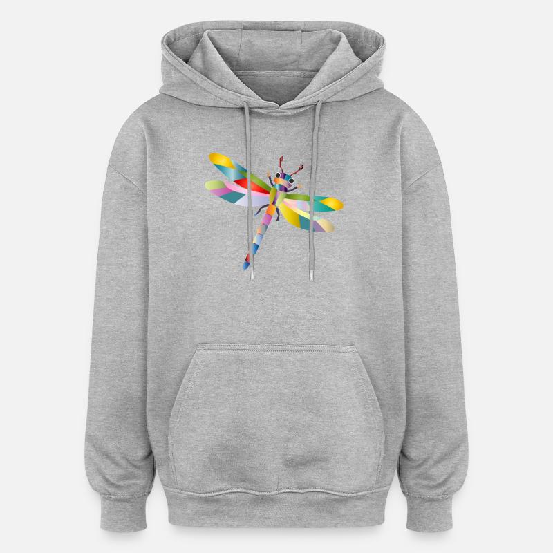 Bunte Libelle Regenbogen Stil - Oversized Unisex Hoodie - Grau meliert