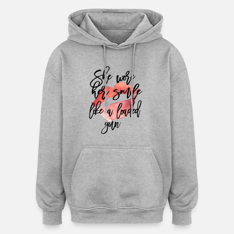 Aquarell Lippenkuss mit Skript - Oversized Unisex Hoodie - Grau meliert